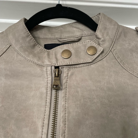 Tan Faux Leather bomber jacket - Picture 2 of 7